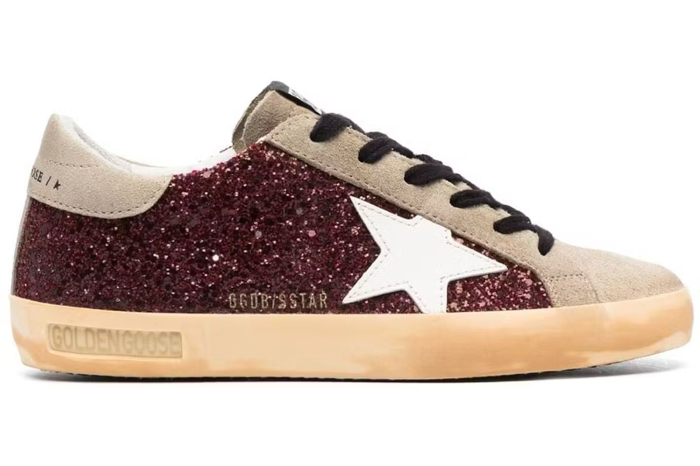 Golden Goose - Glitter Bordeaux taupe White